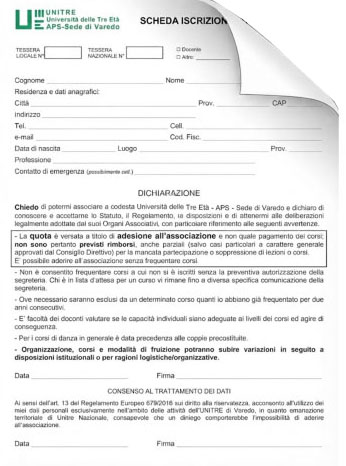 APRI SCHEDA ISCRIZIONI CORSI